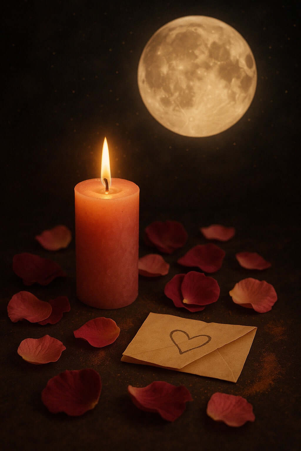 femme réalisant un rituel d’amour puissant chez soi avec bougies et cristaux